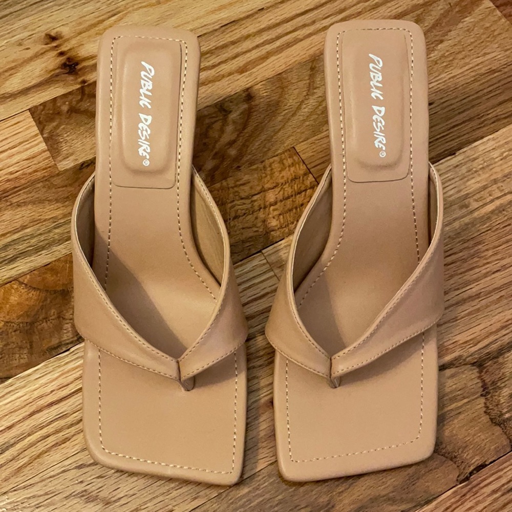 Public Desire High Heeled Sandals, Beige, Size 9